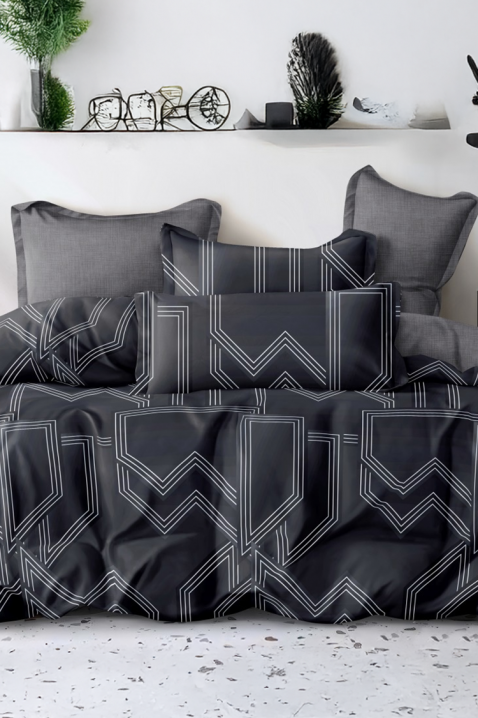 Спален комплект SARMODY 200x220 cm памук - 4 части, Цвят: черен, IVET.BG - Твоят онлайн бутик.