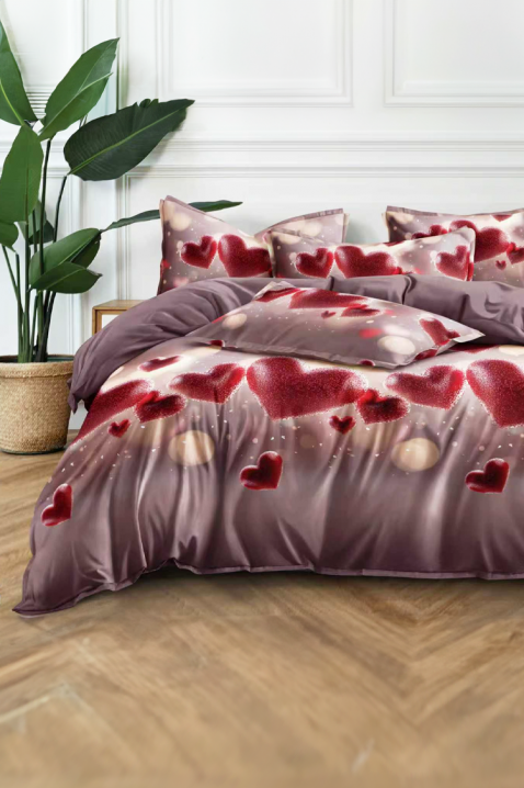 Спален комплект FLOMEGY 200x220 cm памук - 3 части, Цвят: лилав, IVET.BG - Твоят онлайн бутик.