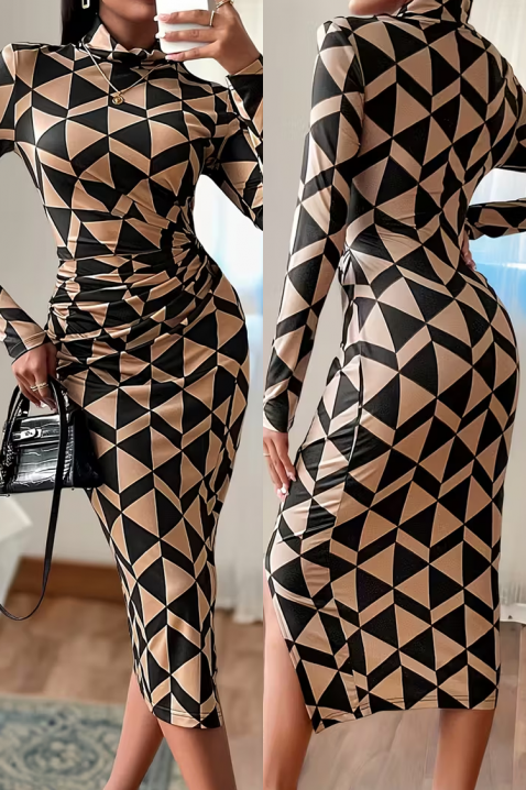 Рокля FIOGELJA, Цвят: черен с беж, IVET.BG - Твоят онлайн бутик.