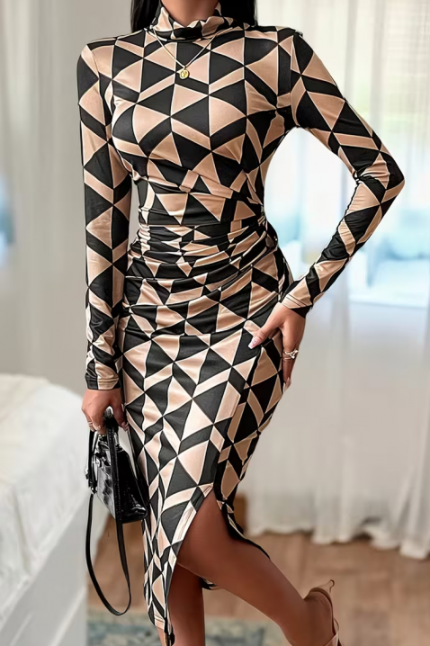 Рокля FIOGELJA, Цвят: черен с беж, IVET.BG - Твоят онлайн бутик.