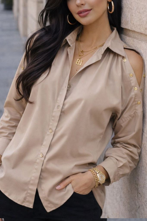 Дамска риза DAVRELDA BEIGE, Цвят: беж, IVET.BG - Твоят онлайн бутик.