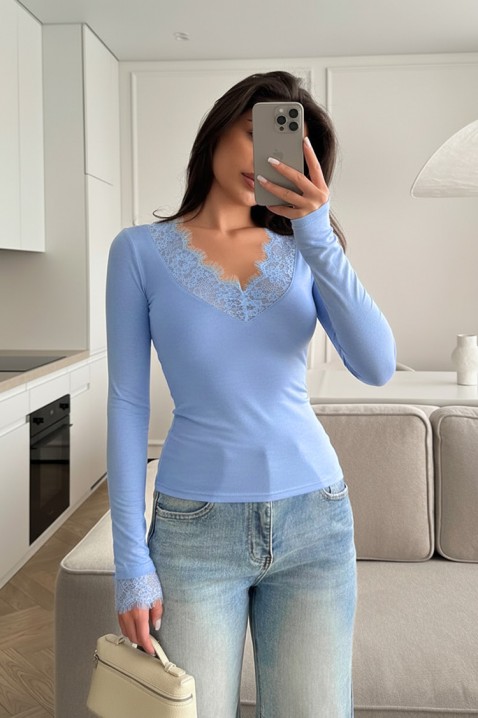 Дамска блуза AKRILZA SKY, Цвят: светлосин, IVET.BG - Твоят онлайн бутик.