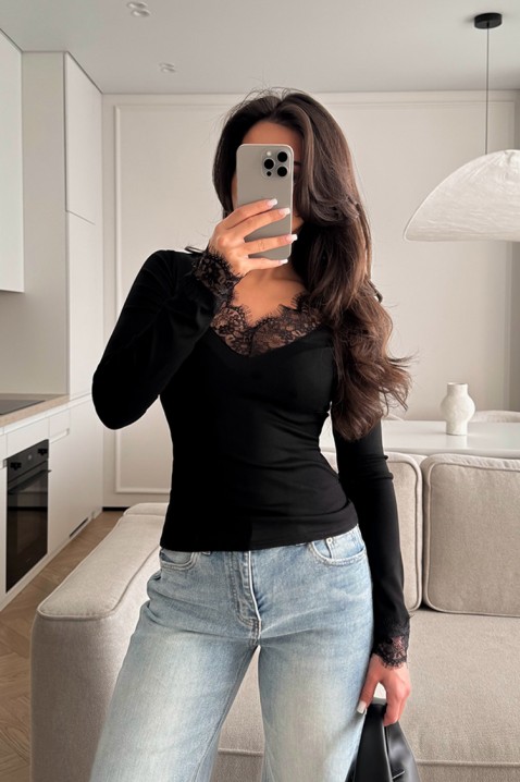 Дамска блуза AKRILZA BLACK, Цвят: черен, IVET.BG - Твоят онлайн бутик.