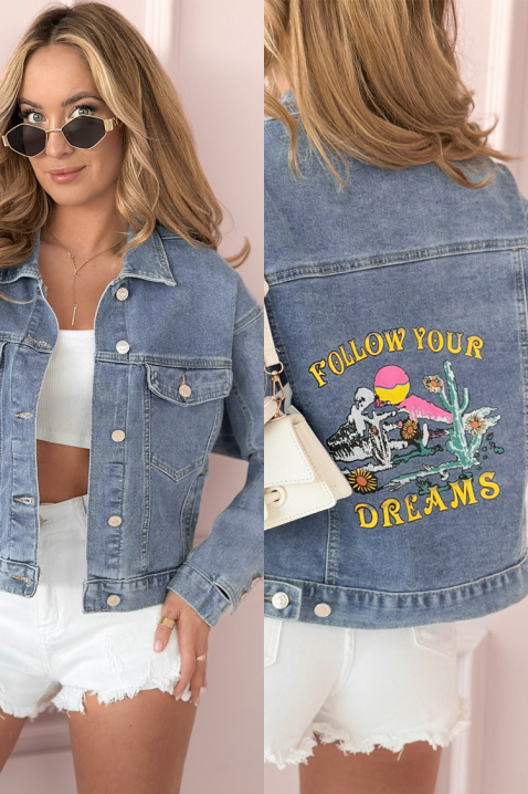 Дънково яке MAKRAMENZA, Цвят: светлосин, IVET.BG - Твоят онлайн бутик.