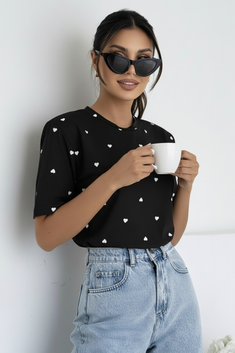 Тениска VALELONDA BLACK, Цвят: черен, IVET.BG - Твоят онлайн бутик.