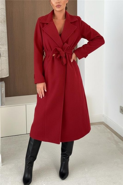 Тренчкот GRENOLFA BORDO, Цвят: бордо, IVET.BG - Твоят онлайн бутик.