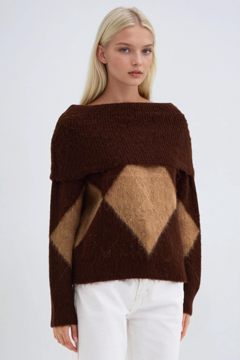 Пуловер SEBRENDA BROWN, Цвят: кафяв, IVET.BG - Твоят онлайн бутик.
