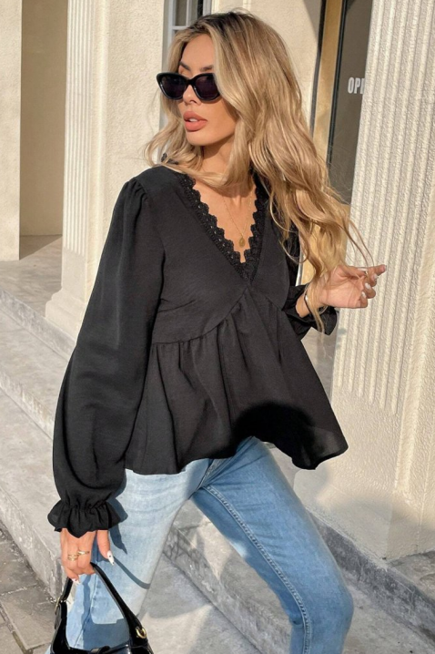 Дамска блуза VLADANZA, Цвят: черен, IVET.BG - Твоят онлайн бутик.
