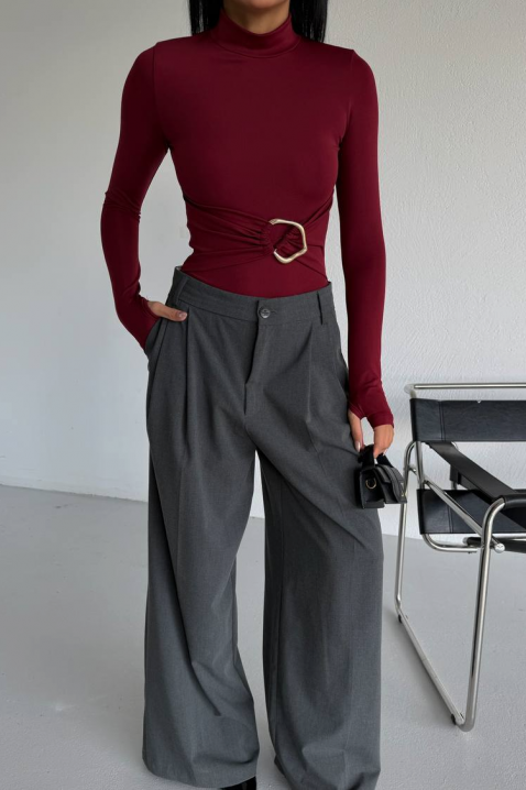 Боди - блуза TEMINSA BORDO, Цвят: бордо, IVET.BG - Твоят онлайн бутик.