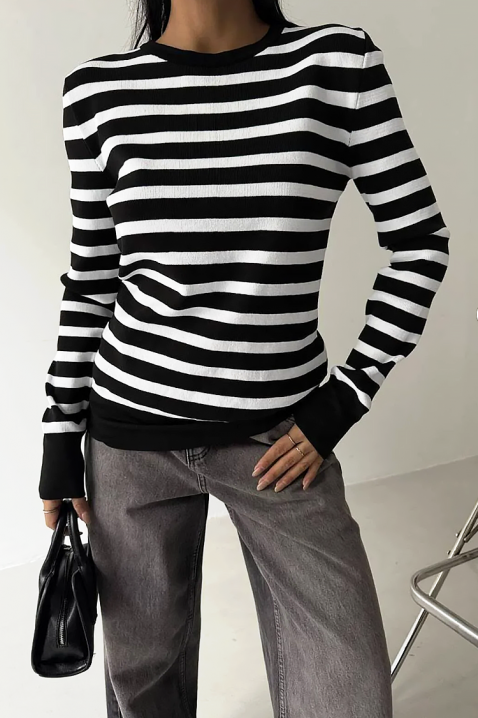 Пуловер DAINORA, Цвят: черно и бяло, IVET.BG - Твоят онлайн бутик.