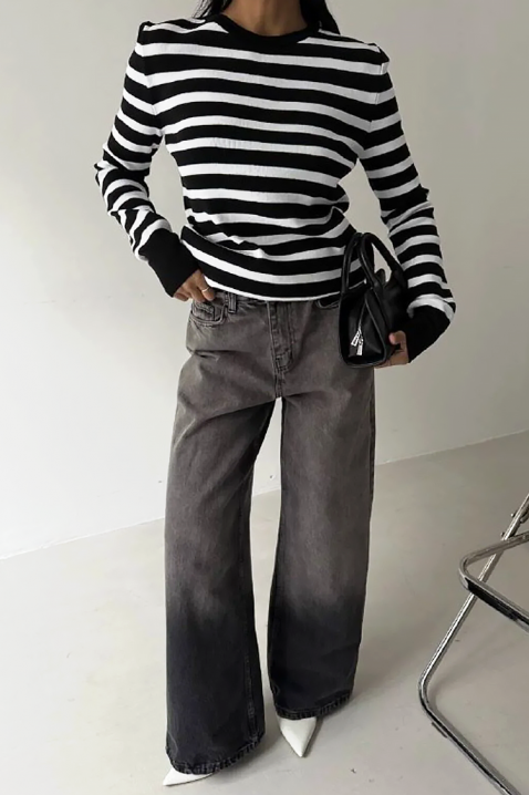 Пуловер DAINORA, Цвят: черно и бяло, IVET.BG - Твоят онлайн бутик.