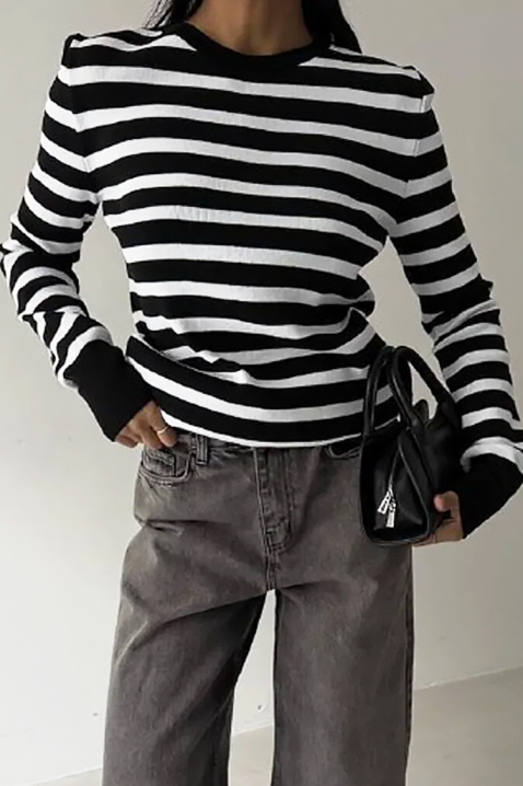 Пуловер DAINORA, Цвят: черно и бяло, IVET.BG - Твоят онлайн бутик.