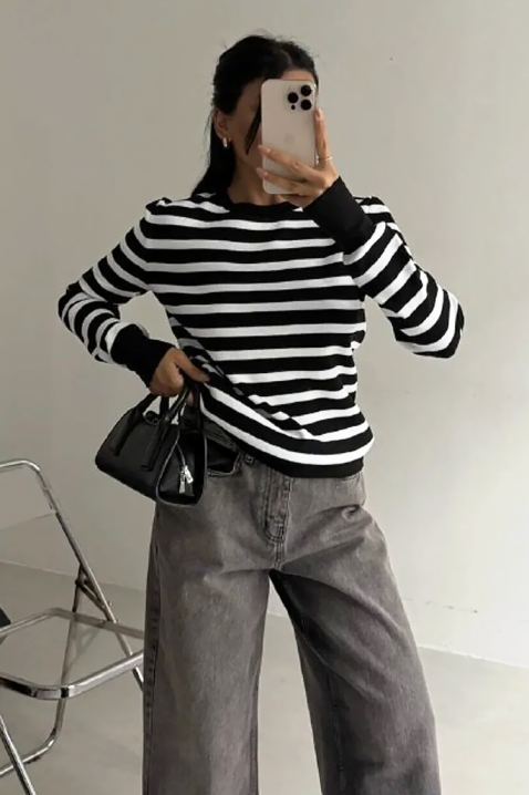 Пуловер DAINORA, Цвят: черно и бяло, IVET.BG - Твоят онлайн бутик.