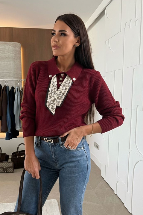 Пуловер OLEGORA BORDO, Цвят: бордо, IVET.BG - Твоят онлайн бутик.