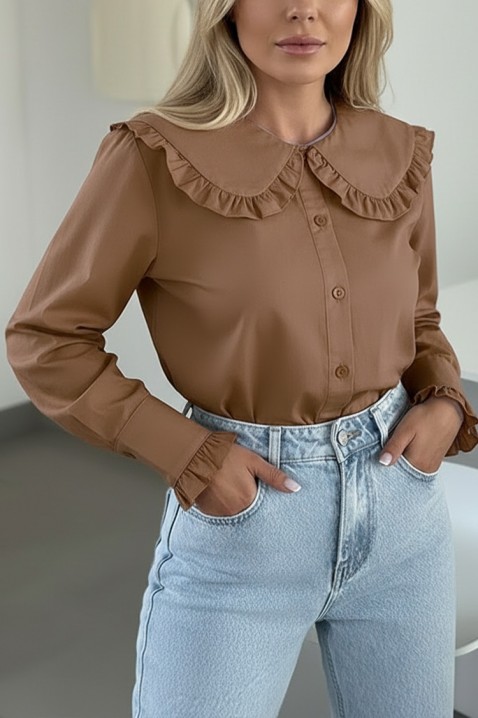 Дамска риза AFETINA BROWN, Цвят: кафяв, IVET.BG - Твоят онлайн бутик.