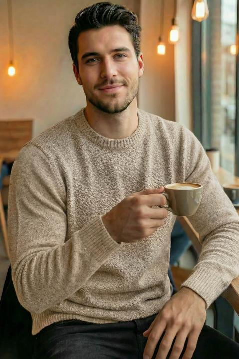 Мъжки пуловер KARELDO BEIGE, Цвят: беж, IVET.BG - Твоят онлайн бутик.