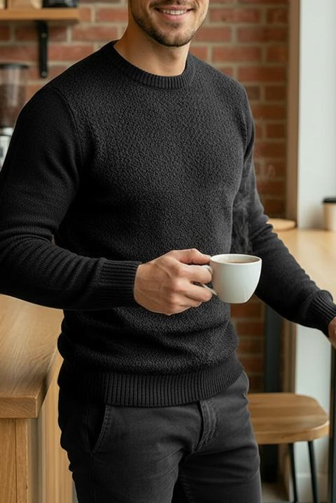 Мъжки пуловер KARELDO BLACK, Цвят: черен, IVET.BG - Твоят онлайн бутик.