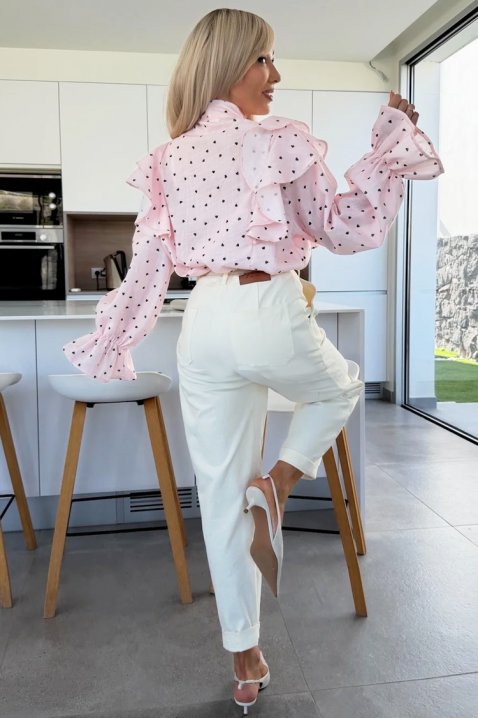 Дамска риза SROVOLZA PUDRA, Цвят: пудра, IVET.BG - Твоят онлайн бутик.