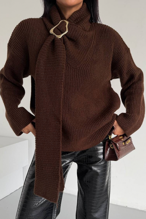 Пуловер MIKONZA BROWN, Цвят: кафяв, IVET.BG - Твоят онлайн бутик.