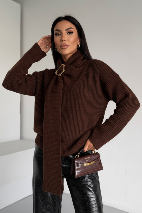 Пуловер MIKONZA BROWN, Цвят: кафяв, IVET.BG - Твоят онлайн бутик.