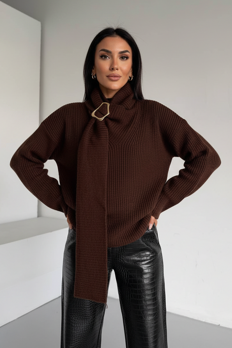 Пуловер MIKONZA BROWN, Цвят: кафяв, IVET.BG - Твоят онлайн бутик.