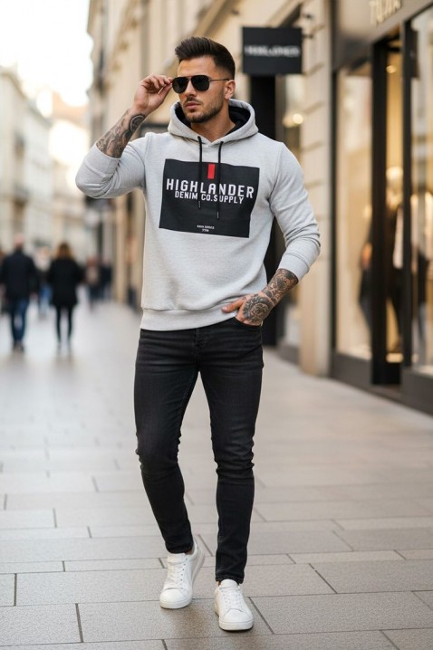 Мъжки суичър MEFRIDO LIGHT GREY, Цвят: светлосив, IVET.BG - Твоят онлайн бутик.