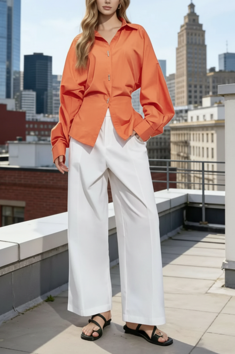 Дамска риза ADELINZA ORANGE, Цвят: оранжев, IVET.BG - Твоят онлайн бутик.