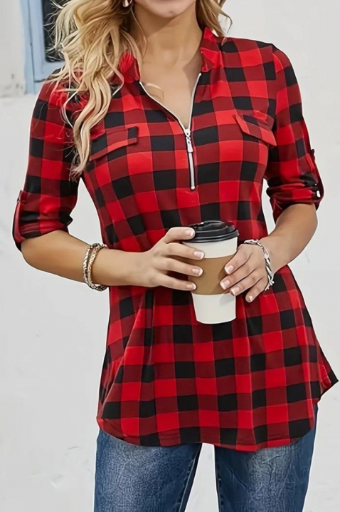 Дамска риза VLADELNA, Цвят: червен, IVET.BG - Твоят онлайн бутик.