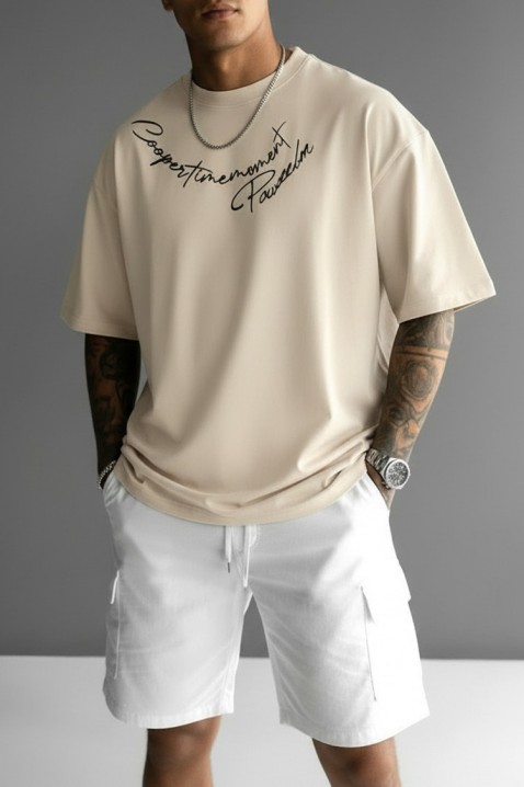 Мъжка тениска MIHROLO BEIGE, Цвят: беж, IVET.BG - Твоят онлайн бутик.