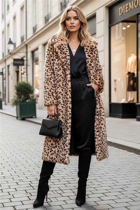 Палто GROXELRA, Цвят: леопард, IVET.BG - Твоят онлайн бутик.