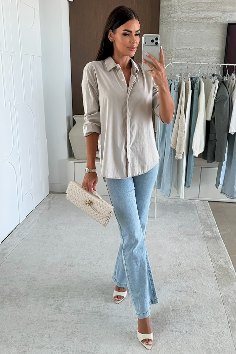 Дамска риза NIOGELTA BEIGE, Цвят: беж, IVET.BG - Твоят онлайн бутик.