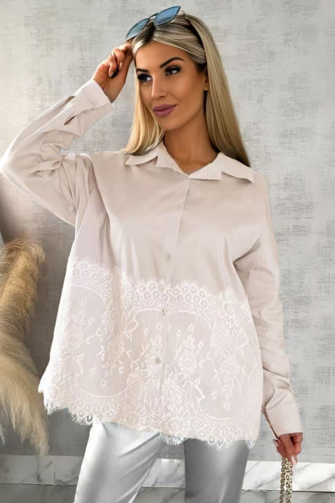 Дамска риза GLEDROLZA ECRU, Цвят: екрю, IVET.BG - Твоят онлайн бутик.