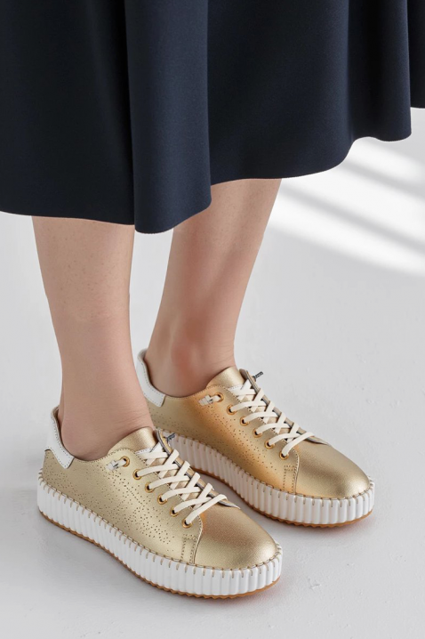 Дамски кецове BLONENDA GOLDEN, Цвят: златен, IVET.BG - Твоят онлайн бутик.