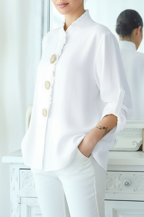 Дамска риза LARVOLDA WHITE, Цвят: бял, IVET.BG - Твоят онлайн бутик.