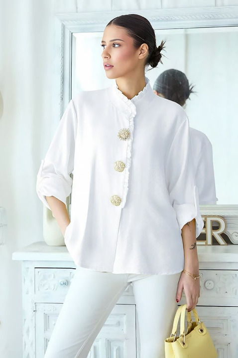 Дамска риза LARVOLDA WHITE, Цвят: бял, IVET.BG - Твоят онлайн бутик.