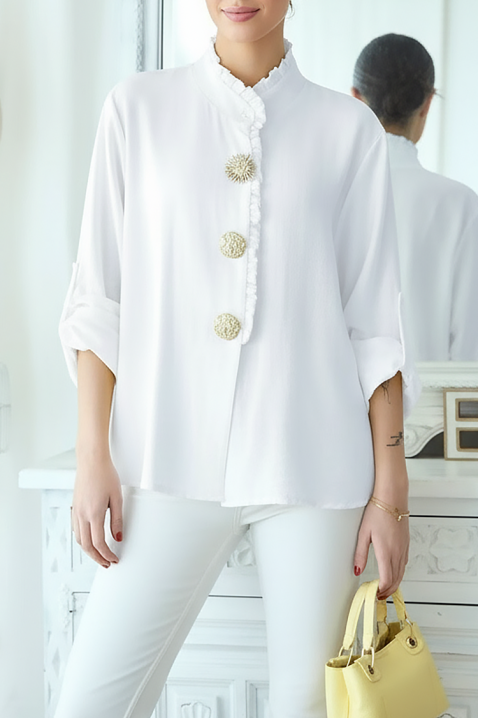 Дамска риза LARVOLDA WHITE, Цвят: бял, IVET.BG - Твоят онлайн бутик.