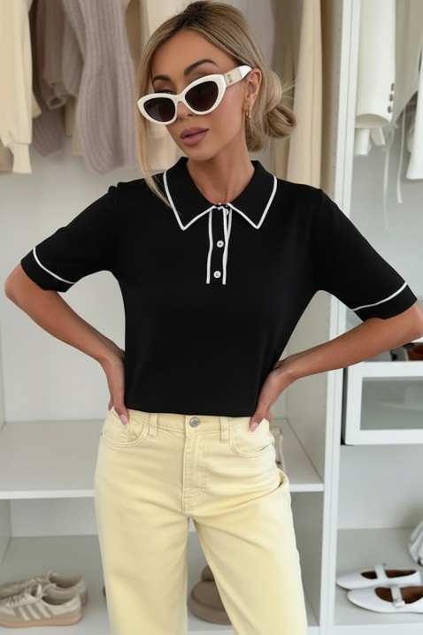 Тениска VIMROLZA BLACK, Цвят: черен, IVET.BG - Твоят онлайн бутик.