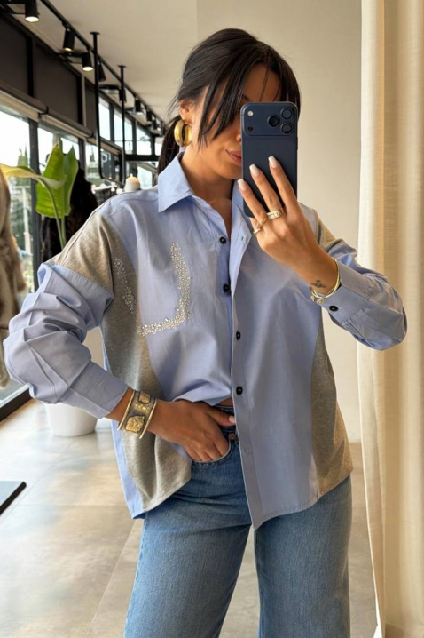 Дамска риза ODILZA, Цвят: светлосин, IVET.BG - Твоят онлайн бутик.