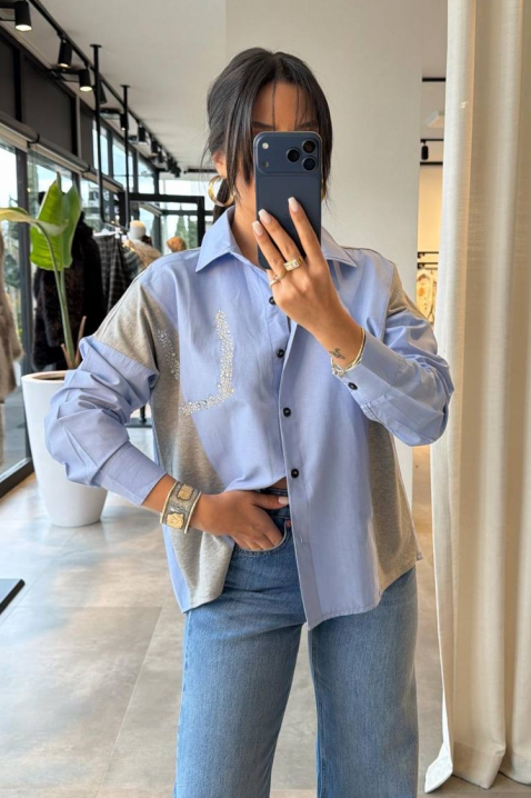 Дамска риза ODILZA, Цвят: светлосин, IVET.BG - Твоят онлайн бутик.