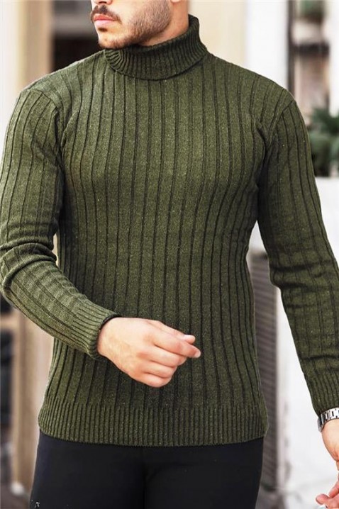 Мъжки пуловер RACHERO KHAKI, Цвят: каки, IVET.BG - Твоят онлайн бутик.