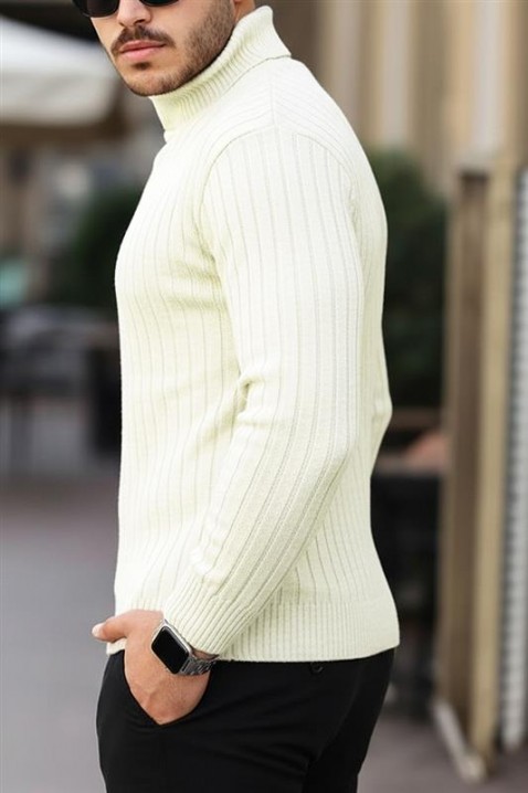Мъжки пуловер RACHERO ECRU, Цвят: екрю, IVET.BG - Твоят онлайн бутик.