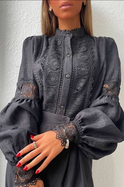 Дамска риза MARTEMONA BLACK, Цвят: черен, IVET.BG - Твоят онлайн бутик.