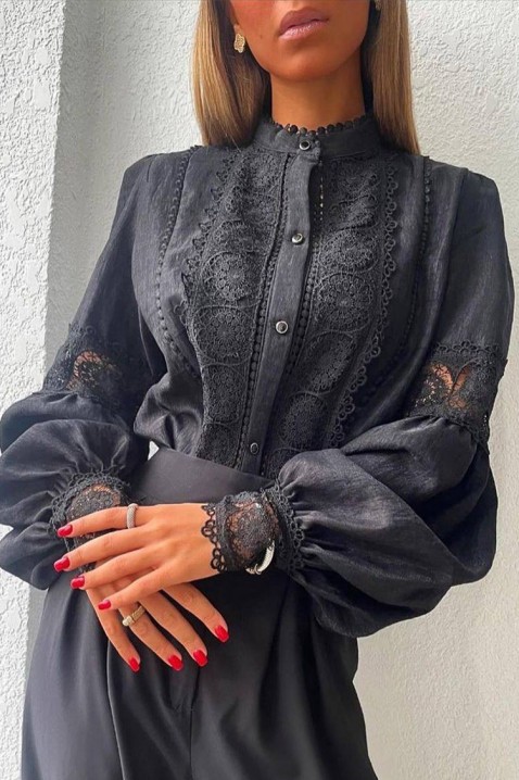 Дамска риза MARTEMONA BLACK, Цвят: черен, IVET.BG - Твоят онлайн бутик.