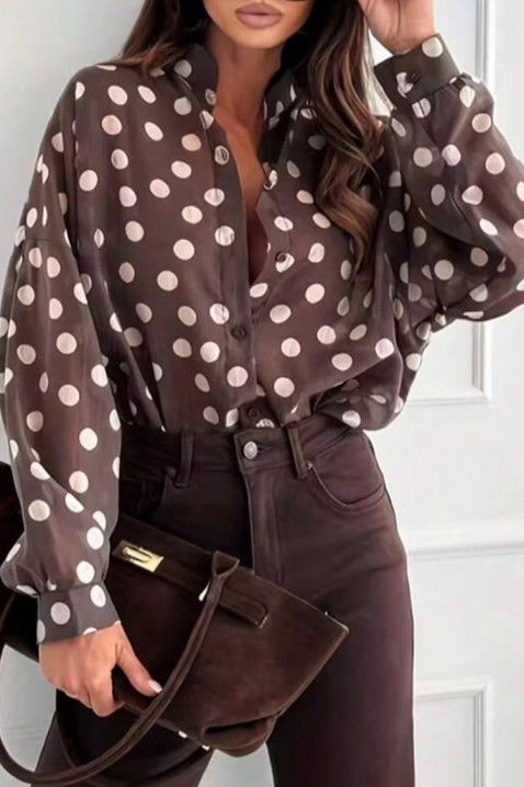 Дамска риза TOPRENA, Цвят: кафяв, IVET.BG - Твоят онлайн бутик.