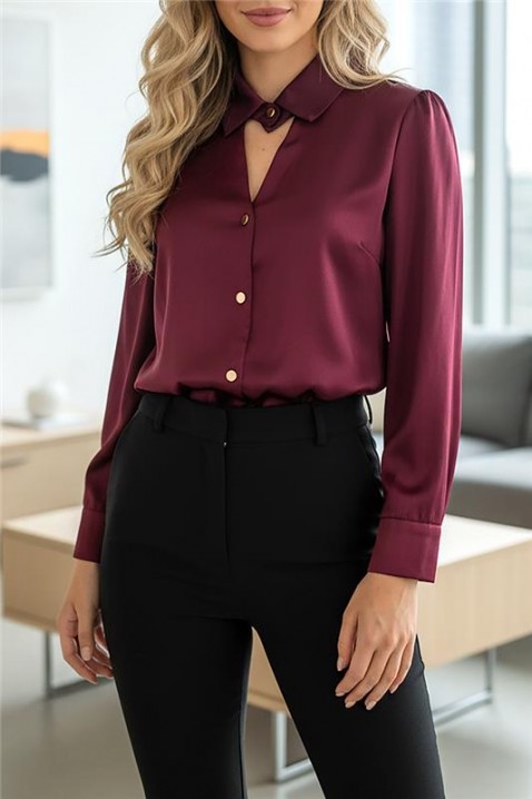 Дамска риза LILONDANA BORDO, Цвят: бордо, IVET.BG - Твоят онлайн бутик.