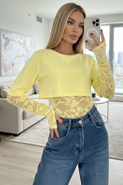 Боди - блуза CHRAVELDA YELLOW, Цвят: жълт, IVET.BG - Твоят онлайн бутик.