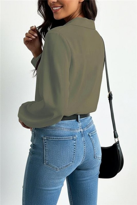 Дамска блуза MIOHEZA KHAKI, Цвят: каки, IVET.BG - Твоят онлайн бутик.