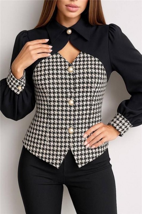 Дамска риза XERIOHA BLACK, Цвят: черен, IVET.BG - Твоят онлайн бутик.