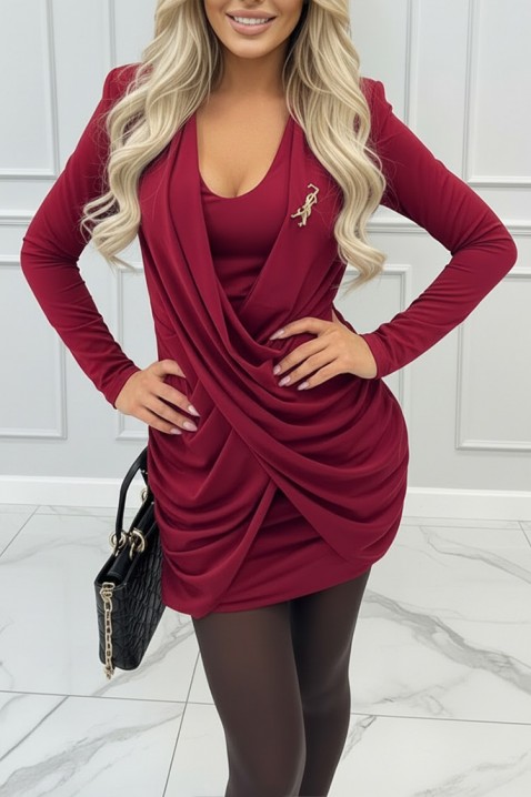 Рокля GLOVERDA BORDO, Цвят: бордо, IVET.BG - Твоят онлайн бутик.