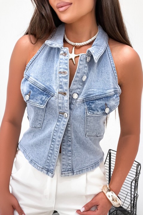 Топ OBLENZA, Цвят: светлосин, IVET.BG - Твоят онлайн бутик.